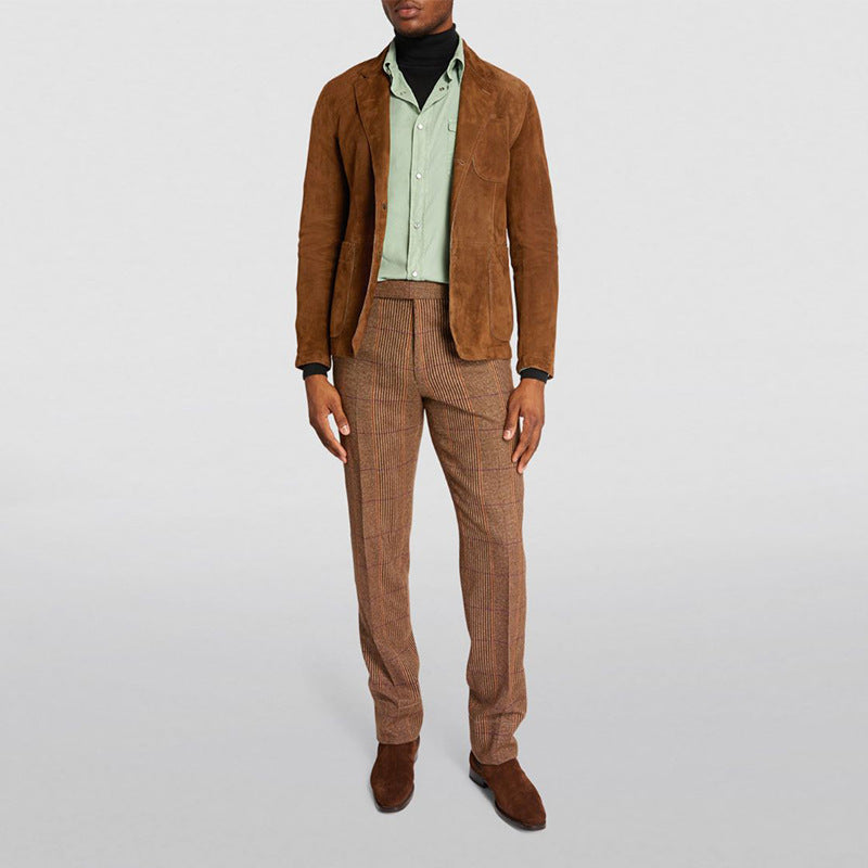 Herren modischer Wildlederblazer mit praktischen Taschen und elegantem Schnitt Drune
