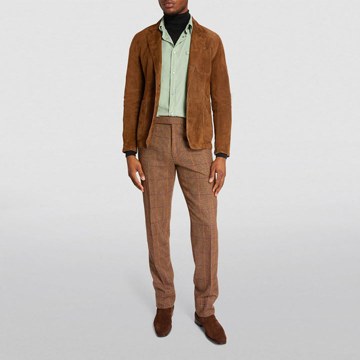 Herren modischer Wildlederblazer mit praktischen Taschen und elegantem Schnitt Drune