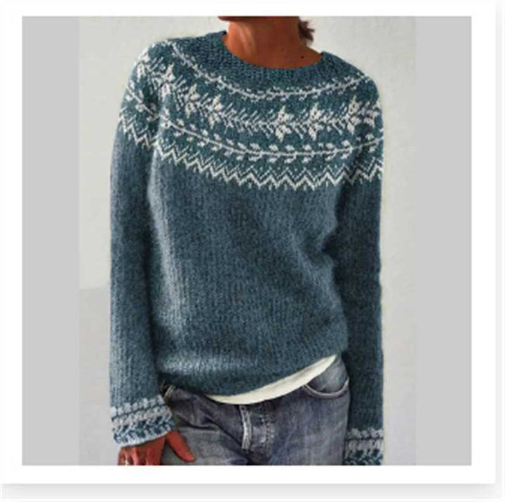 Damen nan Norwegerpullover aus Wollmix mit Rundhalsausschnitt und traditionellem Fair-Isle-Yoke Drune