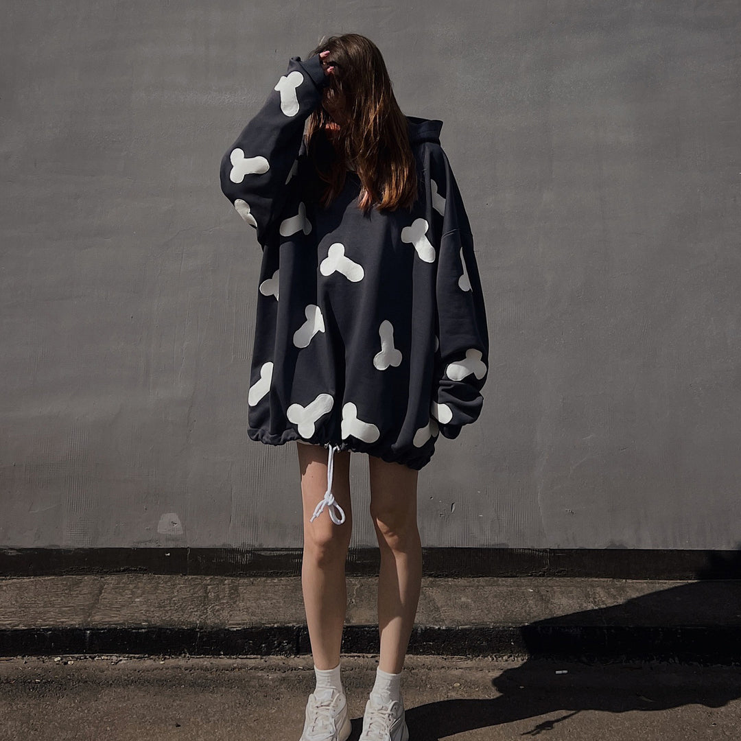 Damen Kapuzenpullover mit kreativem Herzmotiv und lässigem Oversized-Schnitt Drune