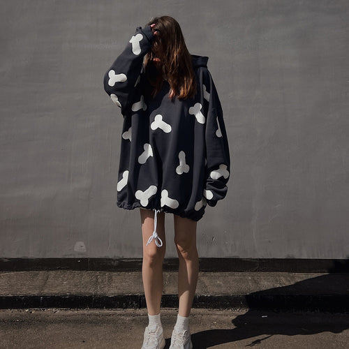 Damen Kapuzenpullover mit kreativem Herzmotiv und lässigem Oversized-Schnitt Drune