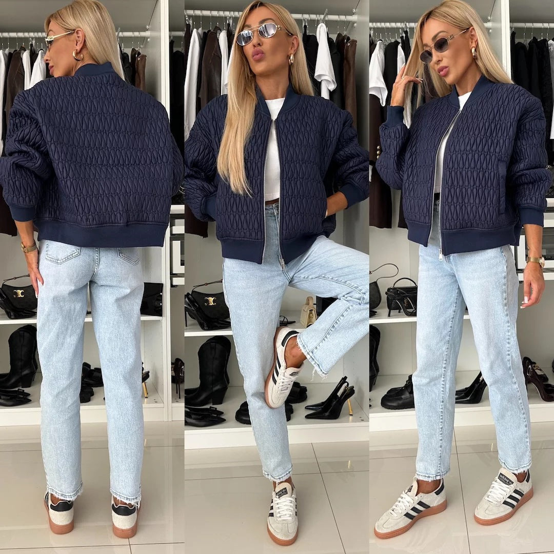 Damen elegante Steppjacke mit voluminösen Ärmeln Drune