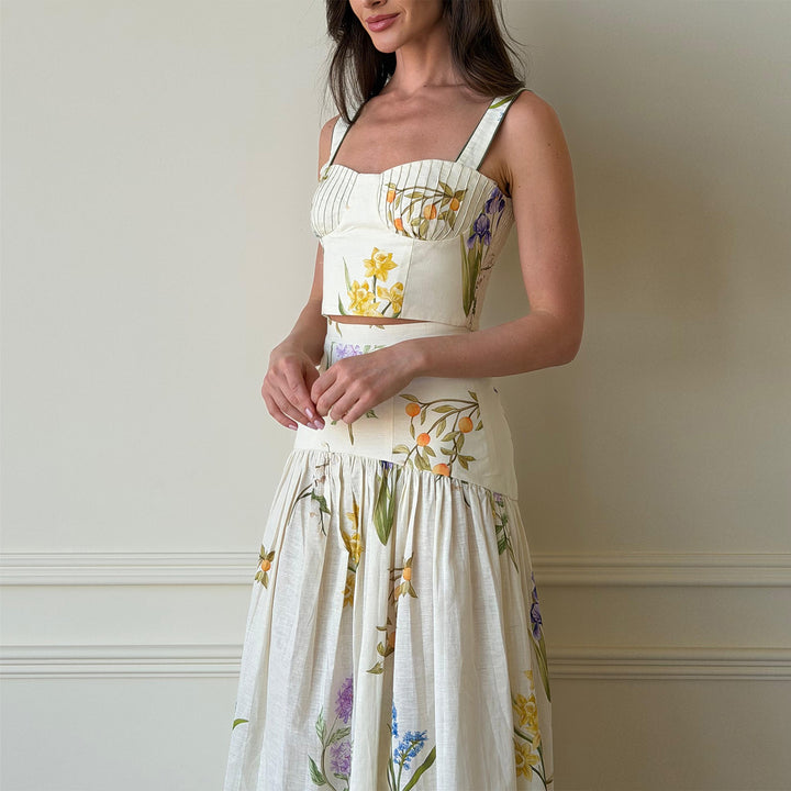 Damen Zweiteiliges Set mit floralen Details und raffiniertem Schnitt Drune