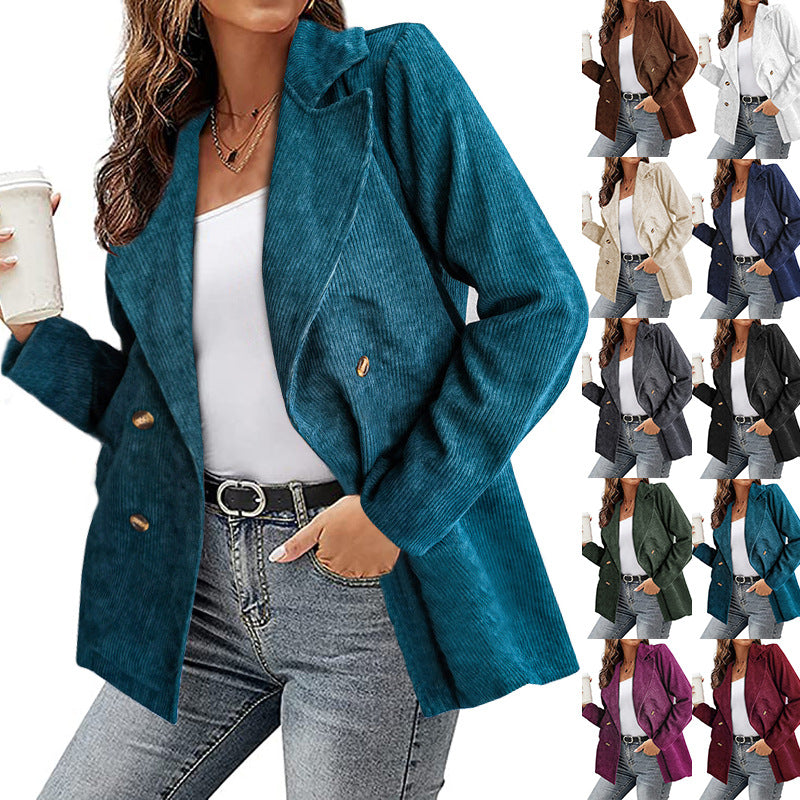 Damen Cordjacke im modernem Schnitt mit schickem Revers und zwei praktischen Taschen Drune