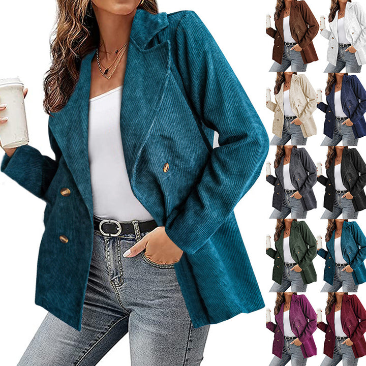 Damen Cordjacke im modernem Schnitt mit schickem Revers und zwei praktischen Taschen Drune