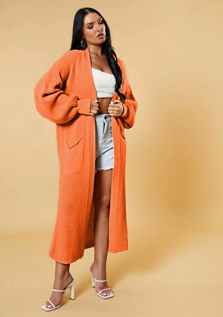 Damen Langstrick-Cardigan mit offenem Design und praktischen Taschen Drune
