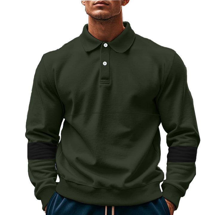 Herren modischer Langarmpullover mit poloartigen Details und kontrastierenden Ärmelbündchen Drune