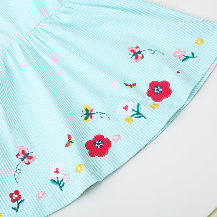 Mädchen Sommerkleid mit farbenfrohen Blumenstickereien Drune