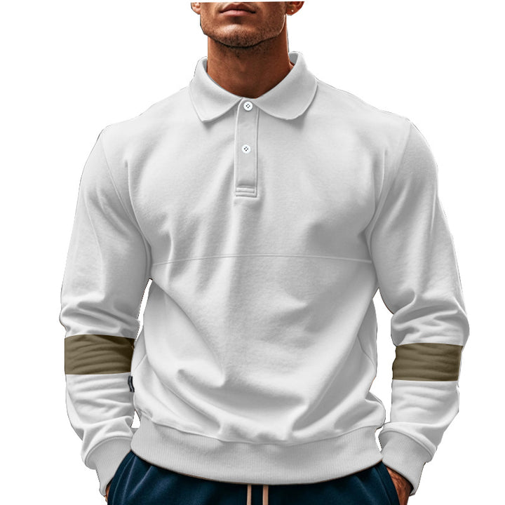 Herren modischer Langarmpullover mit poloartigen Details und kontrastierenden Ärmelbündchen Drune
