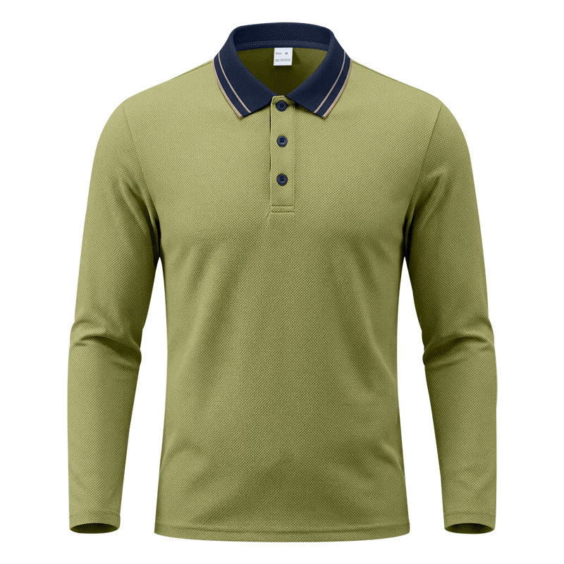 Herren nan langärmeliges Piqué-Poloshirt mit kontrastkragen und dreifach geknöpfter Leiste Drune