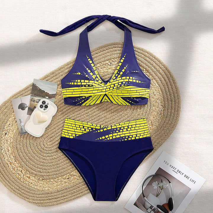 Damen Triangel-Bikini mit modischem Schnitt und graphischem Design Drune