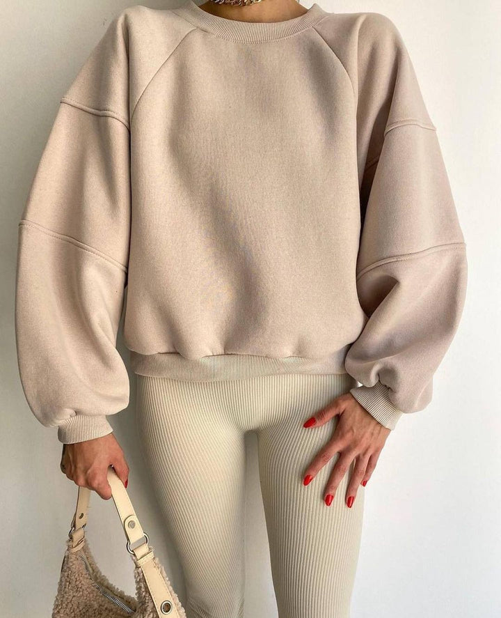 Damen Oversized Sweatshirt mit Puffärmeln Drune