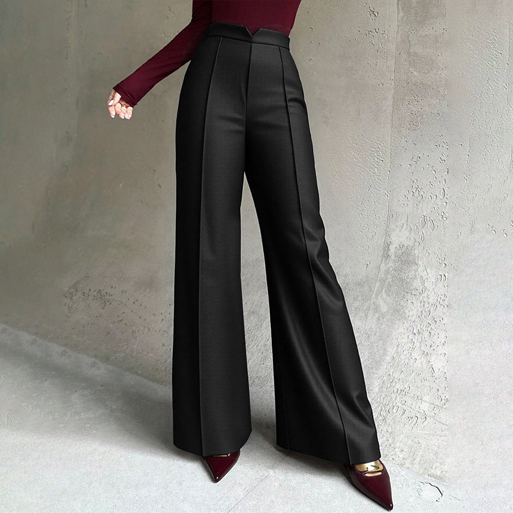 Damen Hochtaillierte Palazzo-Hose mit eleganten Falten Drune