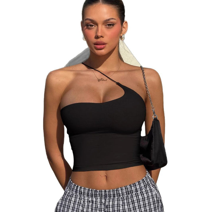 Damen Elegantes One-Shoulder Top aus elastischem Stoff Drune
