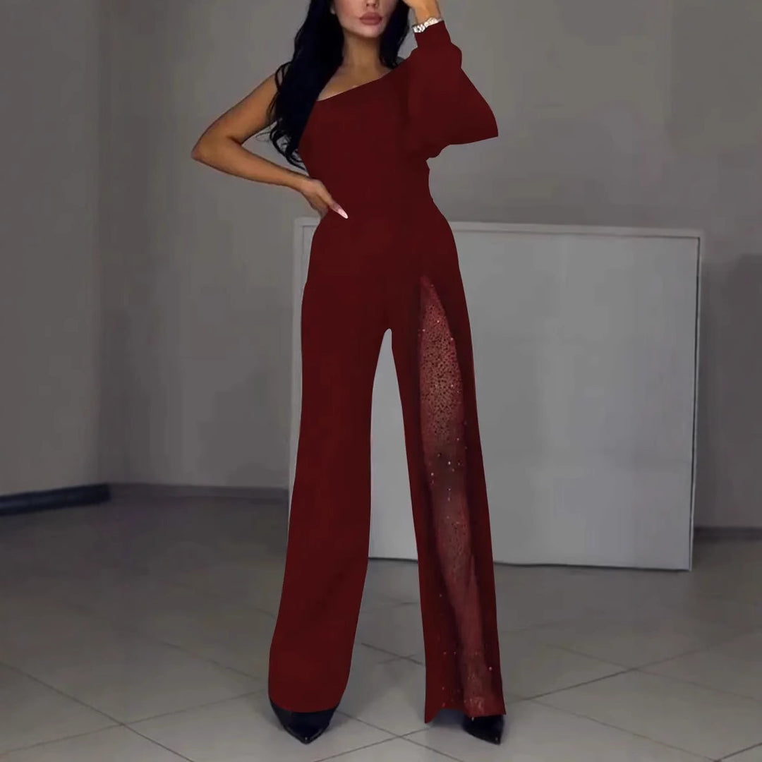 Damen eleganter Jumpsuit mit aufregenden Transparenz-Details Drune