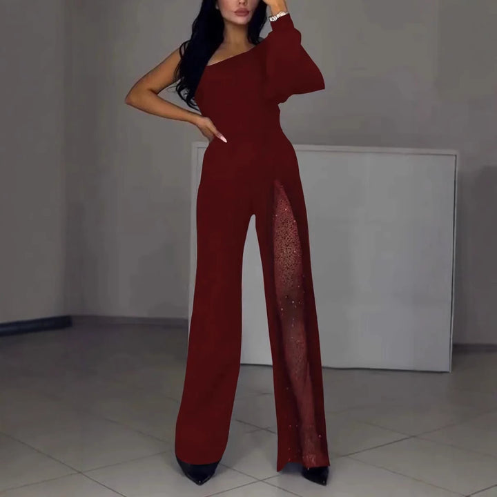 Damen eleganter Jumpsuit mit aufregenden Transparenz-Details Drune