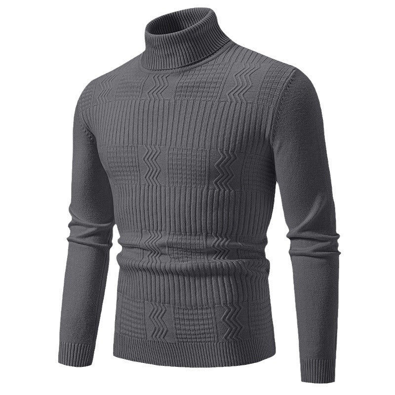 Herren nan strukturierter Rollkragenpullover aus feinem Strickmix mit körpernaher Passform Drune
