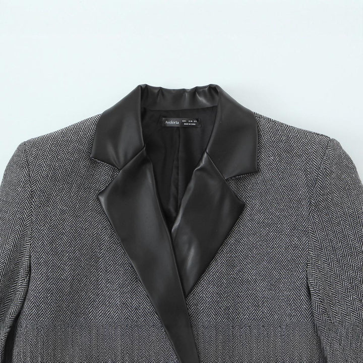 Damen modischer Blazer mit elegantem Houndstooth-Muster und weichem Kragen Drune
