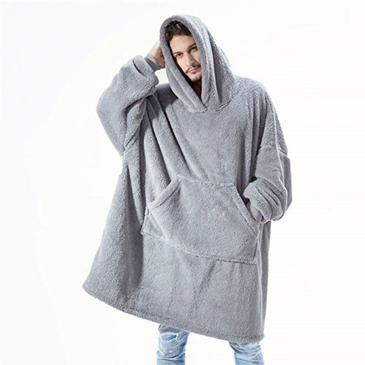 Damen Kuschelpullover-Poncho mit Kapuze und praktischen Taschen Drune