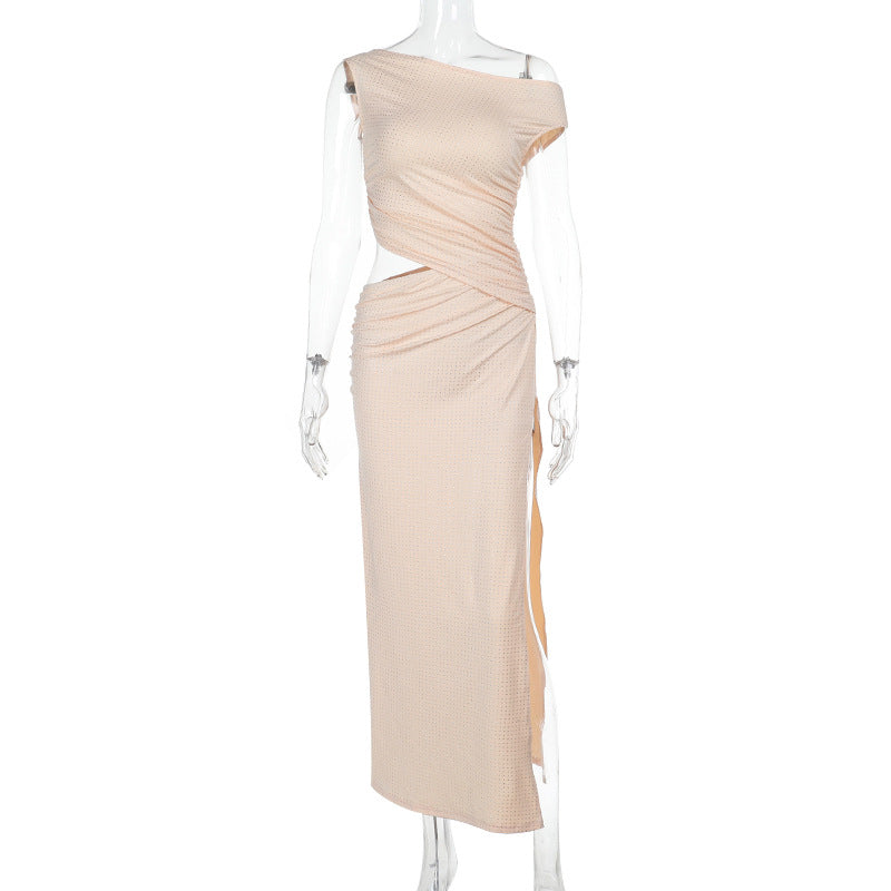 Damen Elegantes Wickelkleid mit asymmetrischem Design und transparentem Einschnitt Drune