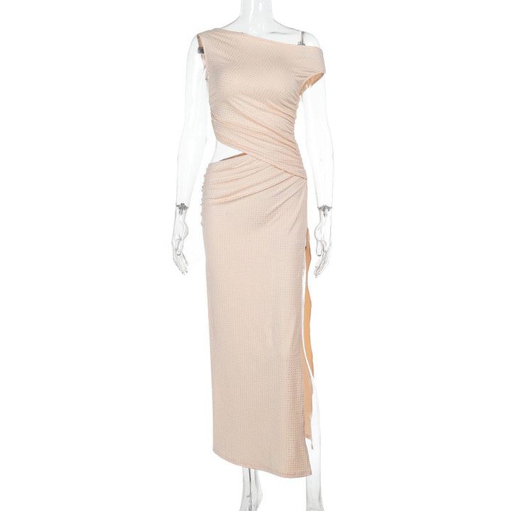 Damen Elegantes Wickelkleid mit asymmetrischem Design und transparentem Einschnitt Drune