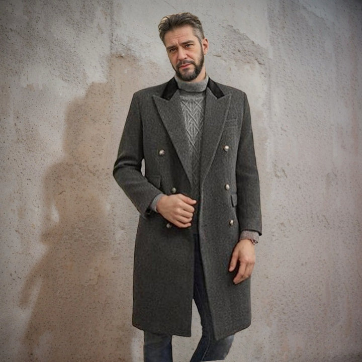 Herren eleganter Longblazer mit Doppelreihe Drune