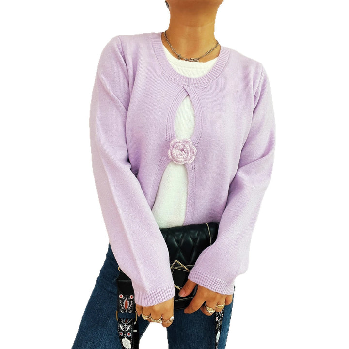 Damen Strickjacke mit verspieltem Blüten-Detail Drune