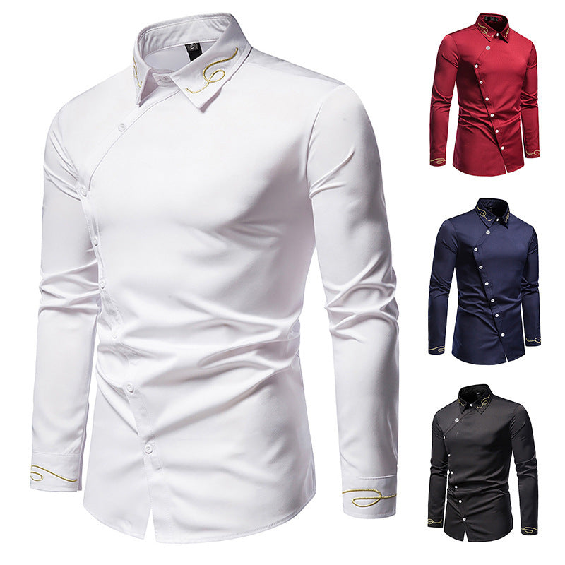 Herren Elegantes Langarmhemd mit dekorativen Knopfdetails Drune