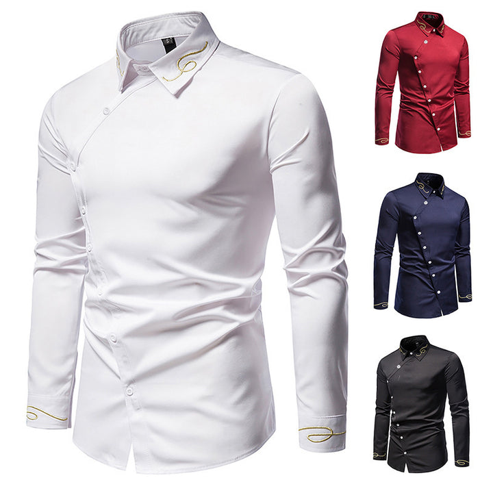 Herren Elegantes Langarmhemd mit dekorativen Knopfdetails Drune