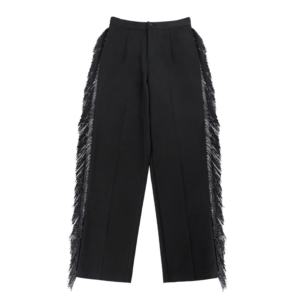 Damen elegante Hose mit fransigen Details Drune