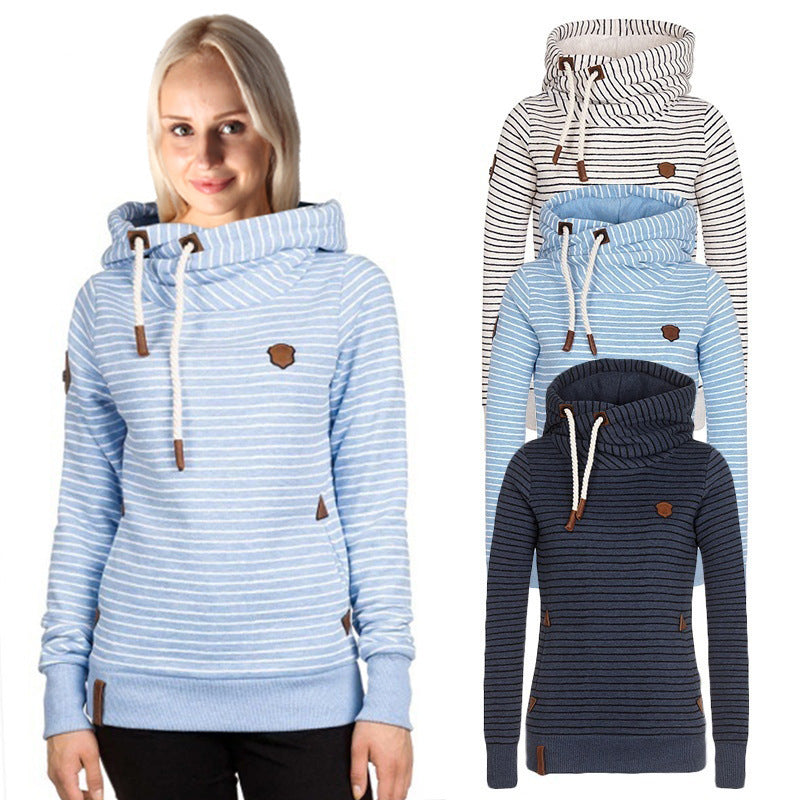 Damen Kapuzenpullover mit gestreiftem Design und hochwertigen Details Drune