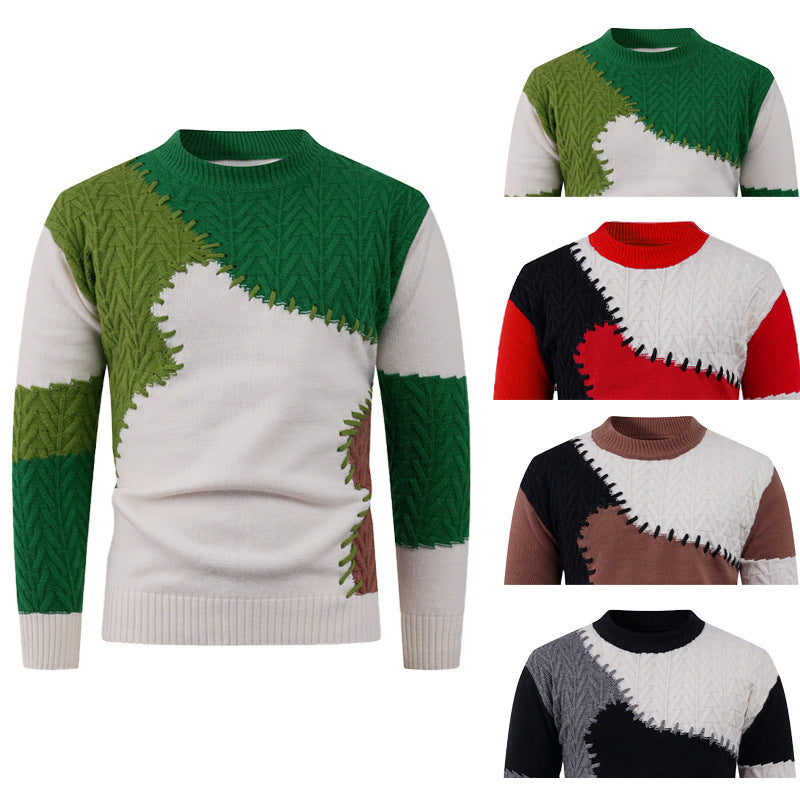 Herren modischer Pullover mit einzigartigem Patchwork-Design Drune
