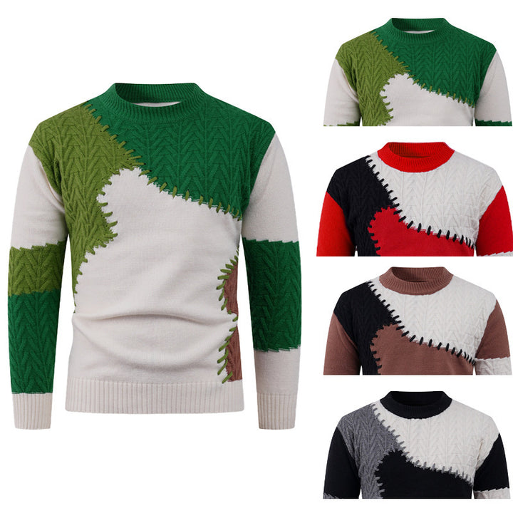 Herren modischer Pullover mit einzigartigem Patchwork-Design Drune