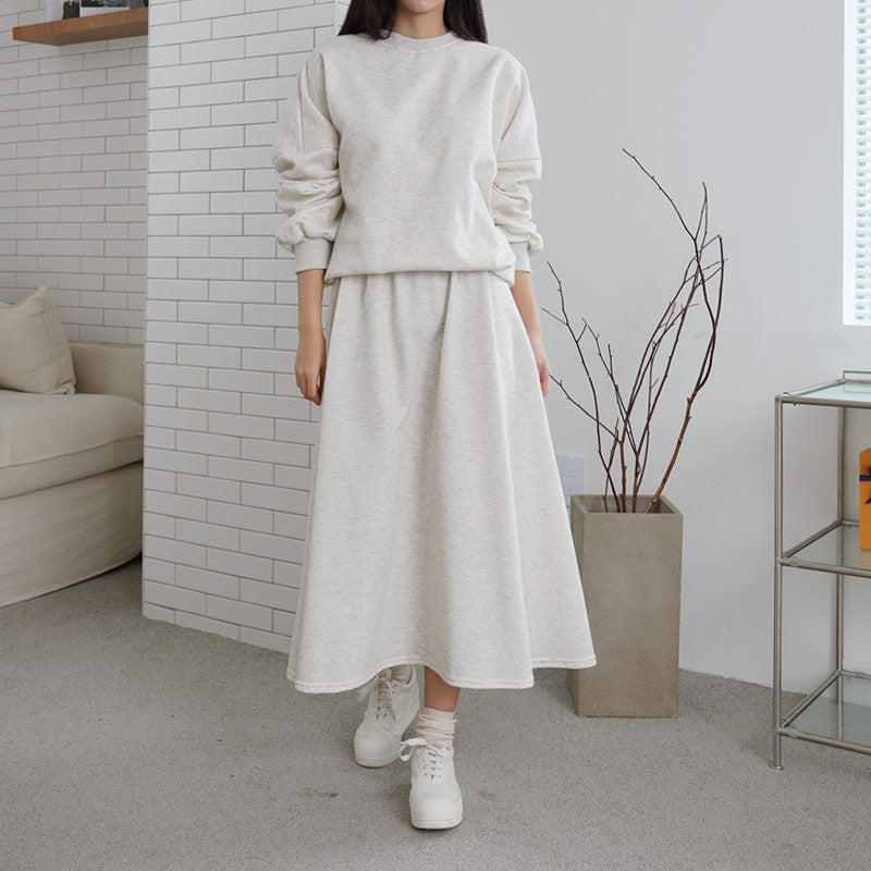 Damen Lässiges Sweatshirt und Maxi-Rock Set mit praktischen Taschen und elegantem Schnitt Drune