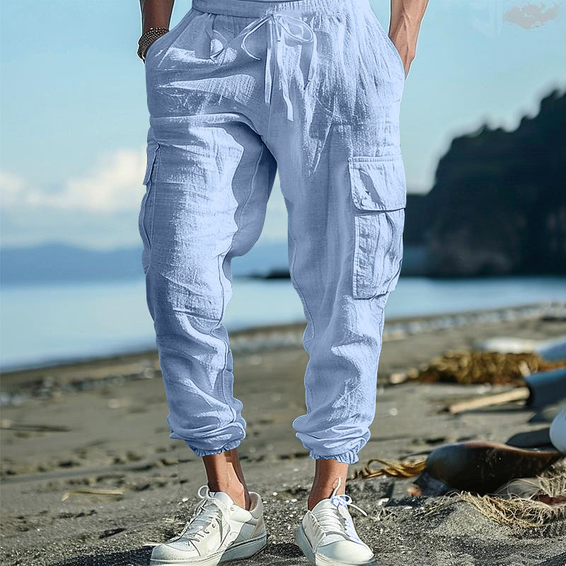 Herren nan lässige Cargo-Jogginghose mit elastischem Bund und großzügigen Seitentaschen Drune