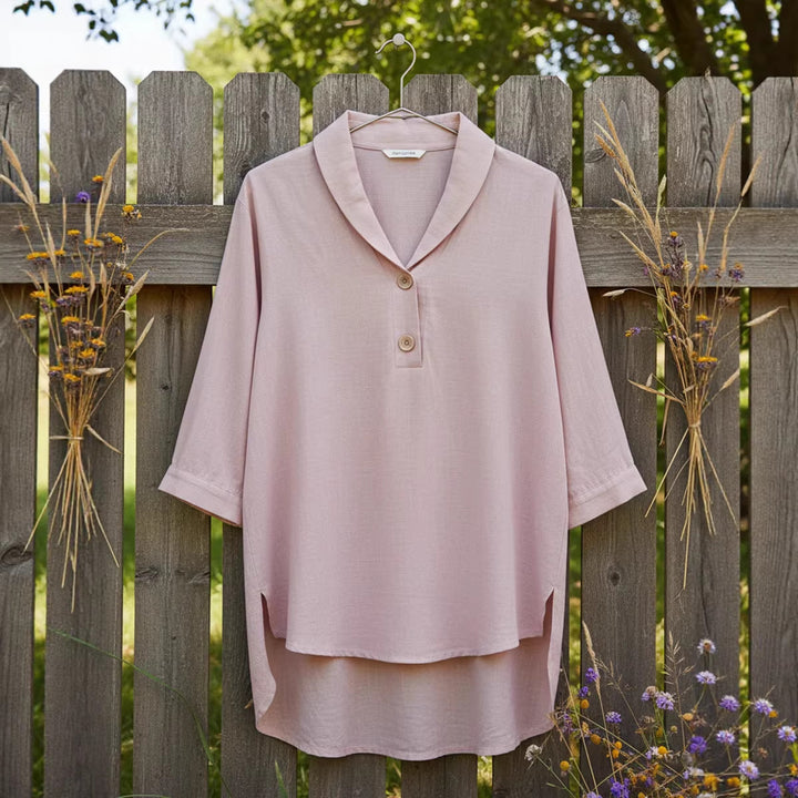 Damen Elegantes Hemd mit modernem Kragen und Knopfdetails Drune
