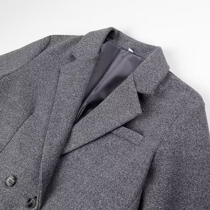 Damen eleganter Maximantel mit doppelter Knopfleiste Drune