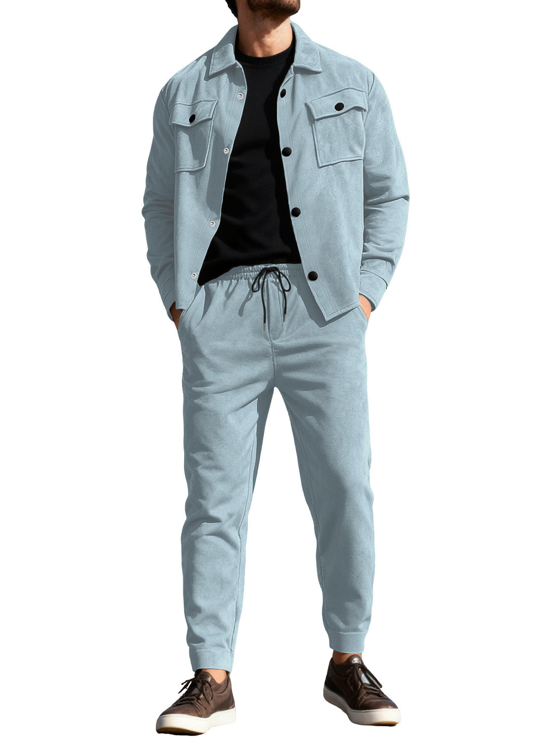 Herren nan utilitaristisches Sweat-Trainingsset mit Overshirt, Brustklappen und konisch geschnittener Joggerhose Drune