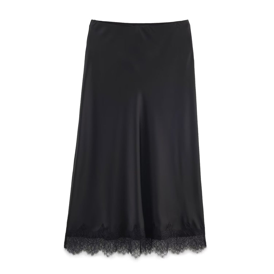 Damen elegantes Nachthemd mit zarter Spitzenverzierung Drune