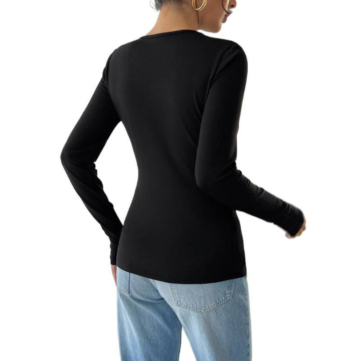 Damen Elegantes Langarm-Bodysuit mit dekorativen Blumenakzenten Drune