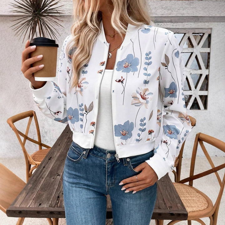 Damen Bomberjacke mit floralem Design und elastischen Bündchen Drune