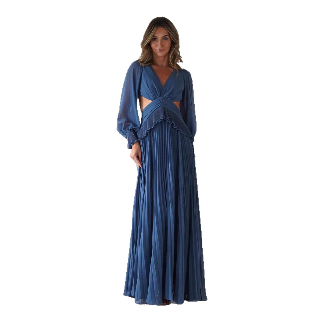 Damen Maxi-Kleid mit weitem Schnitt und Rüschendetails Drune