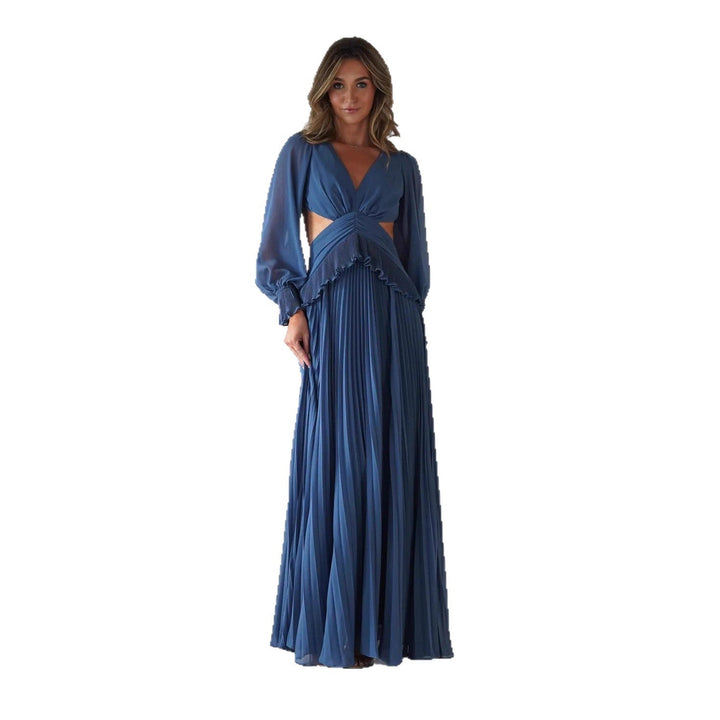 Damen Maxi-Kleid mit weitem Schnitt und Rüschendetails Drune