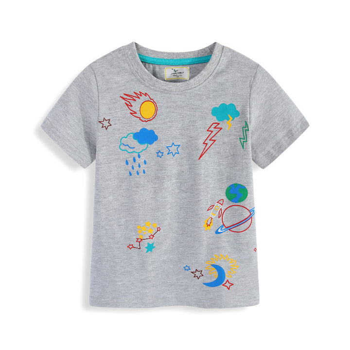 Jungen T-Shirt mit kreativen Weltraumstickereien Drune