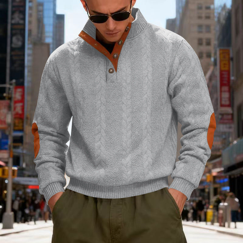 Herren gestrickter Pullover mit Kontrastdetails und modernem Knopfverschluss Drune