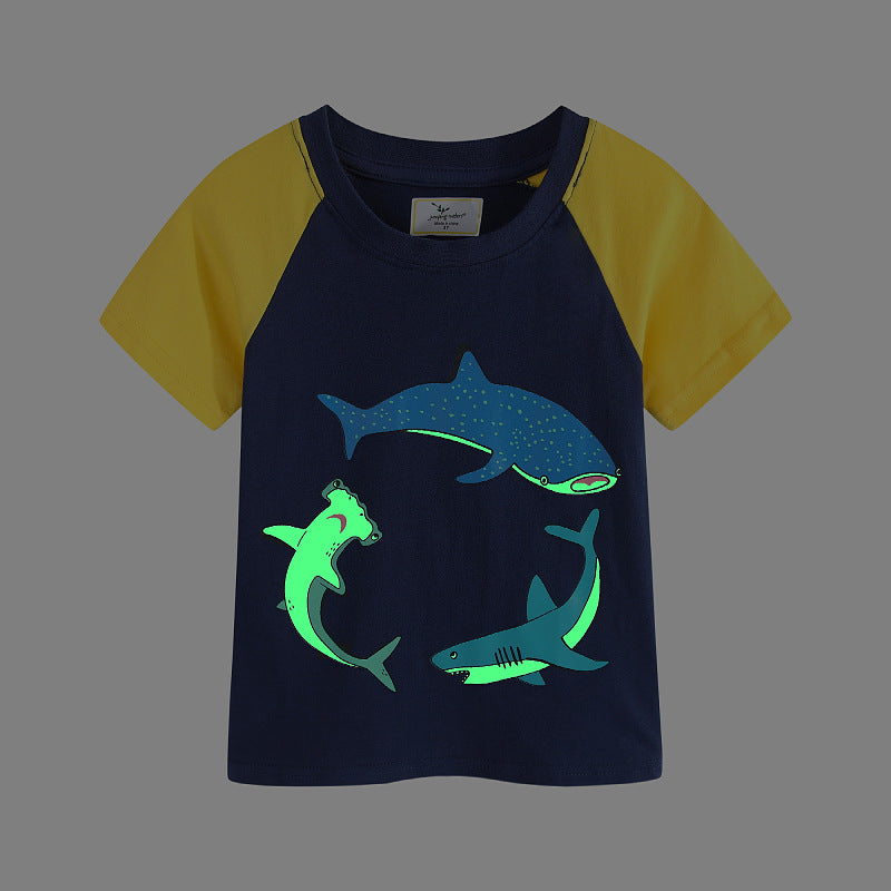 Jungen T-Shirt mit leuchtendem Haifischmotiv Drune