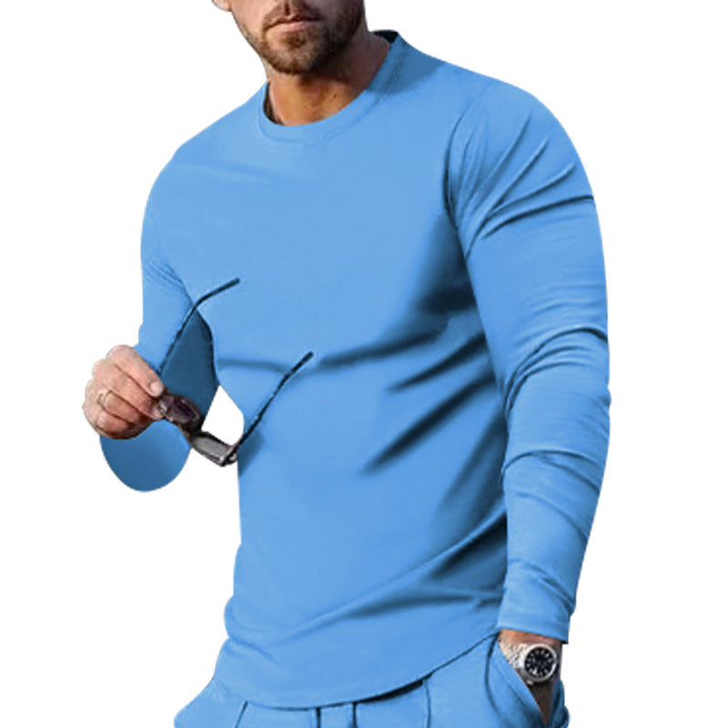 Herren hochwertiges Langarmshirt mit stylishem Rundhalsund und weicher Baumwollmischung Drune