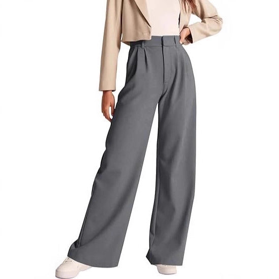 Damen weite High-Waist Hose mit Falten- und Bunddetails Drune