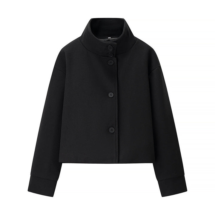 Damen cropped Blousonjacke mit elegantem Stehkragen und Knopfverschluss Drune