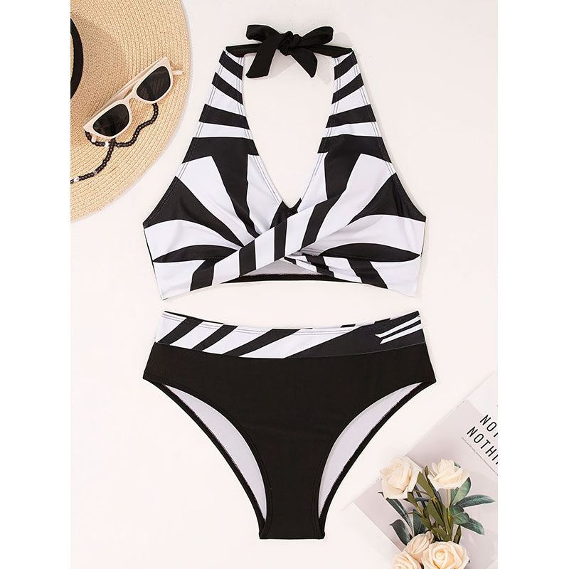 Damen Bikini-Set mit trendigem Wickel-Oberteil und high-waist Slip Drune